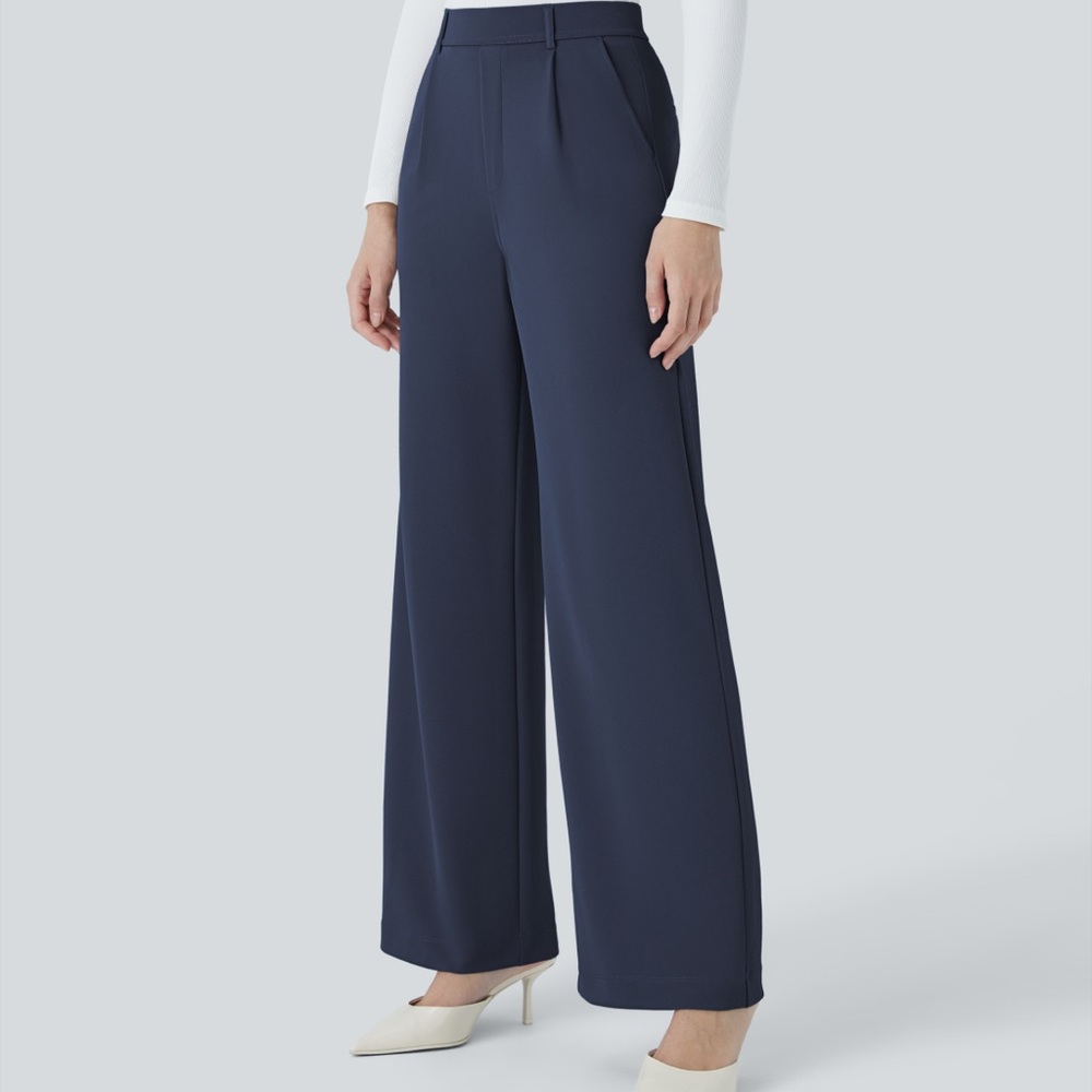 Halara Flex™ High Waisted Pocket Straight Leg Crepe Work Pants - Picture 2 of 5
